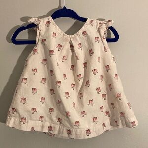 GAP Kids Casual Dress - Cream with Red rainboot Print